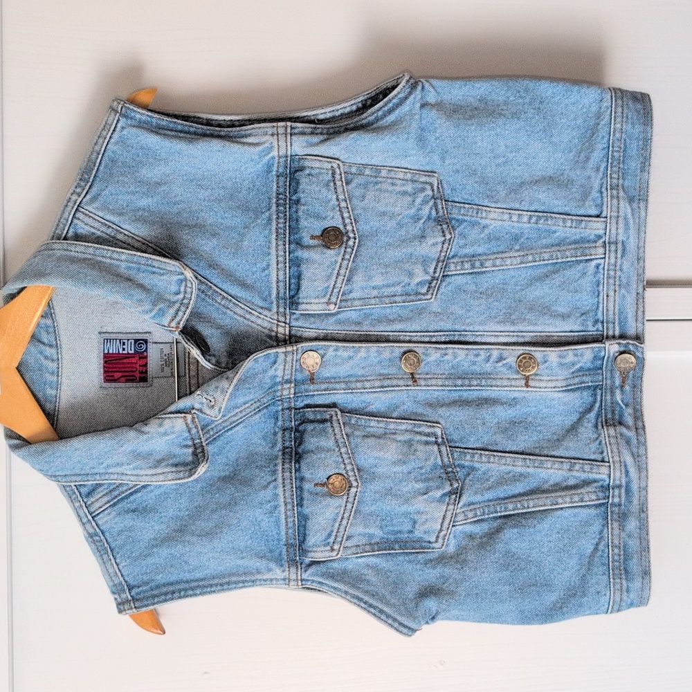 Vintage Retro Sun Belt 90's Crop Denim Button-down Vest Size Medium
